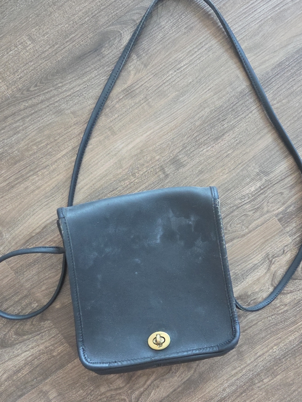 Vintage Coach Black Leather Crossbody